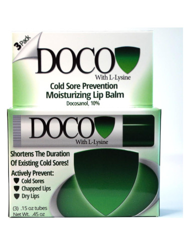 Bálsamo Labial Hidratante DocoShield con Lisina y Docosanol - Paquete de 3