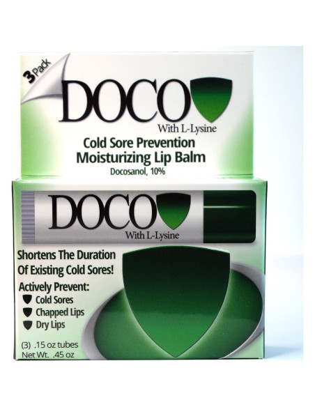 Bálsamo Labial Hidratante DocoShield con Lisina y Docosanol - Paquete de 3