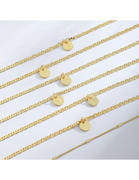 Brazalete de Tobillo Iniciales Oro 14K Ajustable 21.6 cm