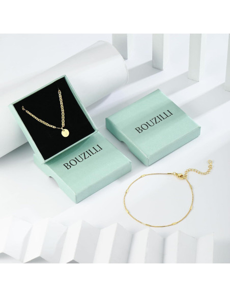 Brazalete de Tobillo Iniciales Oro 14K Ajustable 21.6 cm