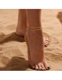 Pulsera de Tobillo Iniciales Tasiso Oro 14K Ajustable 21.6 cm 2