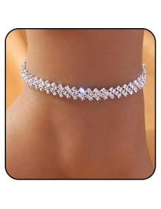 Tobilleras de plata y oro para mujer - Cadena ajustable con diamantes