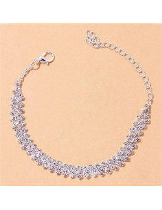 Tobilleras de plata y oro para mujer - Cadena ajustable con diamantes 2