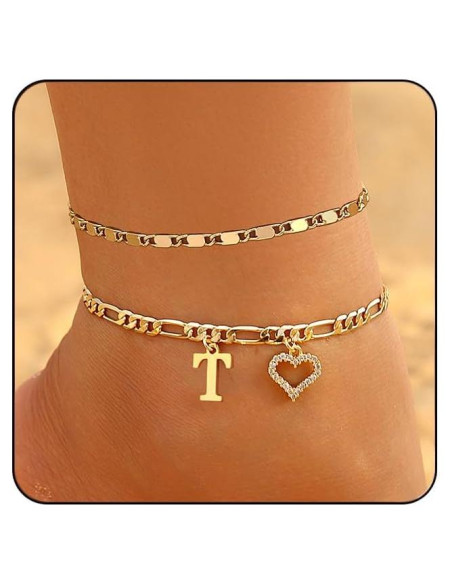 Brazalete de Tobillo Inicial Dorado Wremily Impermeable 20.32 cm
