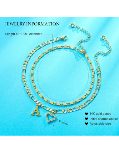 Brazalete de Tobillo Inicial Dorado Wremily Impermeable 20.32 cm