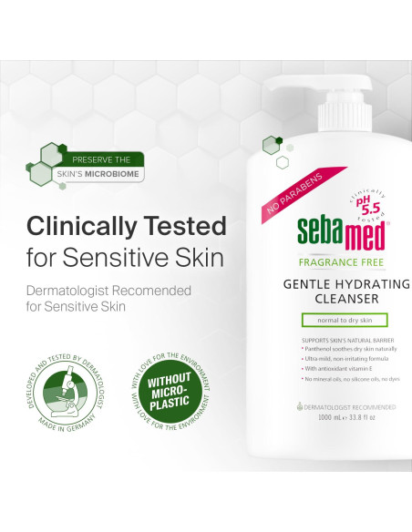 Limpiador Hidratante Suave Sebamed 1 Litro Sin Fragancia pH 5.5