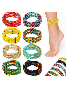 Pulseras de Tobillo Elásticas Junkin 8 Pcs Boho Multicolor