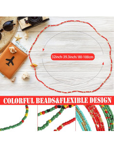 Pulseras de Tobillo Elásticas Junkin 8 Pcs Boho Multicolor 2