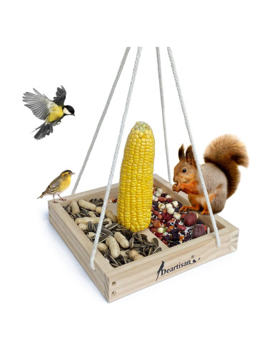 Comedero Colgante para Aves Deartisan de Madera de Cedro