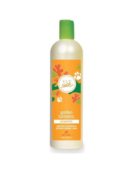 Champú de Cúrcuma Dorada Pet Silk 453.6g - Hidrata y Repara Pelaje