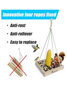 Comedero Colgante para Aves Deartisan de Madera de Cedro 2