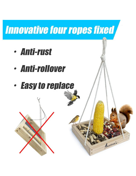 Comedero Colgante para Aves Deartisan de Madera de Cedro Comedero Colgante para Aves Deartisan de Madera de Cedro