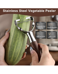 Pelador de Verduras Premium AUDAMI - Acero Inoxidable y Madera 2