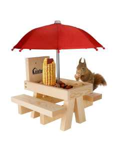 Comedero para Ardillas Lalafancy de Madera con Paraguas