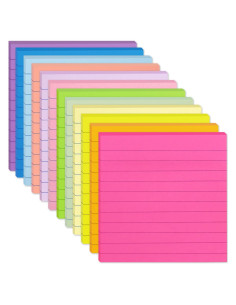 Paquete de 12 Notas Adhesivas Rayadas HCTBN 10x10 cm Brillantes