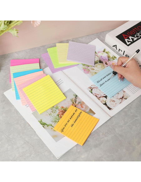 Paquete de 12 Notas Adhesivas Rayadas HCTBN 10x10 cm Brillantes