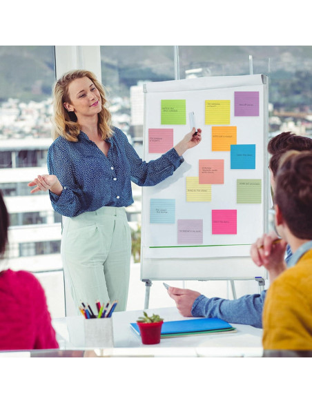 Paquete de 12 Notas Adhesivas Rayadas HCTBN 10x10 cm Brillantes