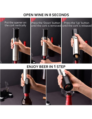Abridor de Vino Eléctrico CIRCLE JOY 7 en 1 con Accesorios