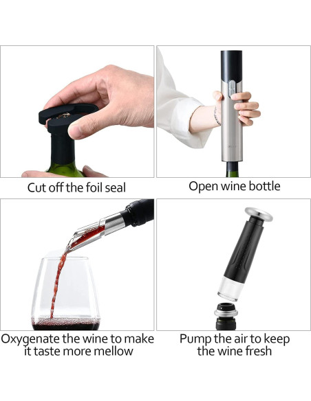 Abridor de Vino Eléctrico CIRCLE JOY 7 en 1 con Accesorios
