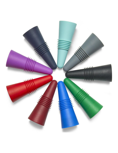 9 Tapones de Vino Silicona Multicolor BULUMIOO con Acero Inoxidable