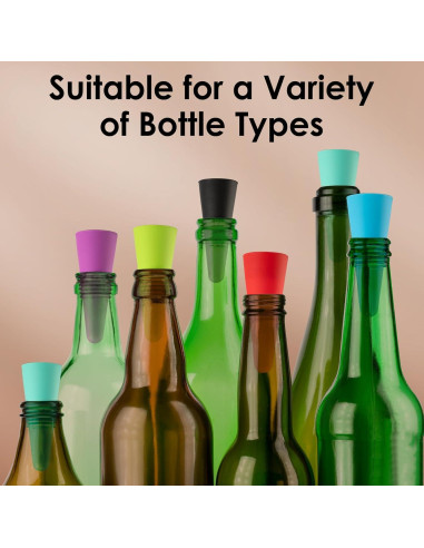 9 Tapones de Vino Silicona Multicolor BULUMIOO con Acero Inoxidable