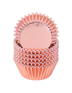 Forros Metálicos para Cupcakes URATOT 100 Piezas Oro Rosa