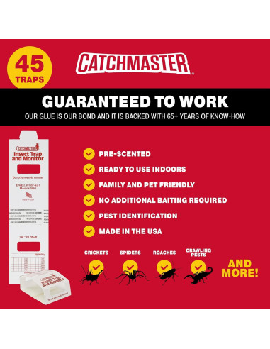 Trampas de Pegamento Catchmaster 45 Pk para Insectos y Arañas