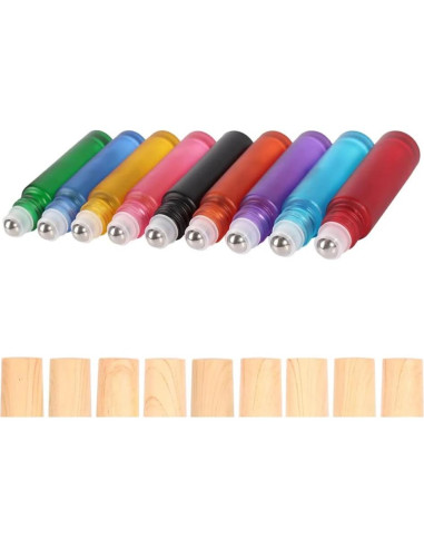 10 Botellas de Rodillo de Vidrio YORROR 10ml Rosa Reutilizables