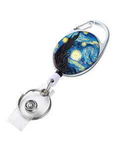 Porta Credencial Retráctil COUKASO con Llavero 70 cm - Pintura Nocturna