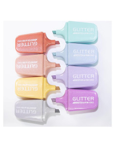 8 Resaltadores Brillantes Mini BONACE Punta Cincel Secado Rápido