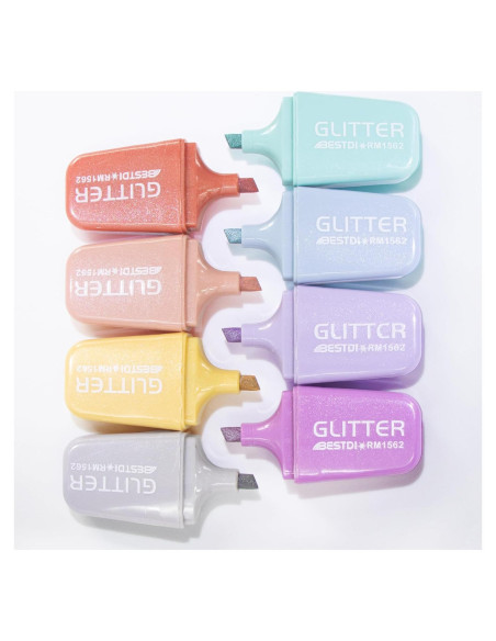 8 Resaltadores Brillantes Mini BONACE Punta Cincel Secado Rápido