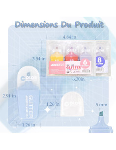 8 Resaltadores Brillantes Mini BONACE Punta Cincel Secado Rápido 2