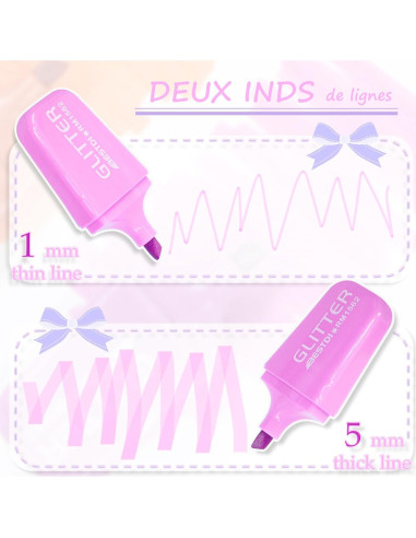 8 Resaltadores Brillantes Mini BONACE Punta Cincel Secado Rápido