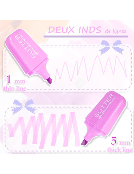 8 Resaltadores Brillantes Mini BONACE Punta Cincel Secado Rápido