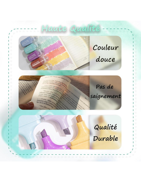 8 Resaltadores Brillantes Mini BONACE Punta Cincel Secado Rápido