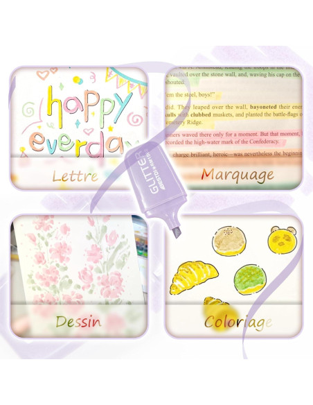 8 Resaltadores Brillantes Mini BONACE Punta Cincel Secado Rápido