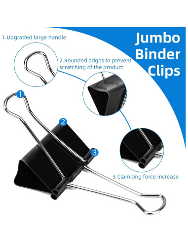 Clip de Carpeta Jumbo Nomatox 7.6 cm Paquete de 6 Negro