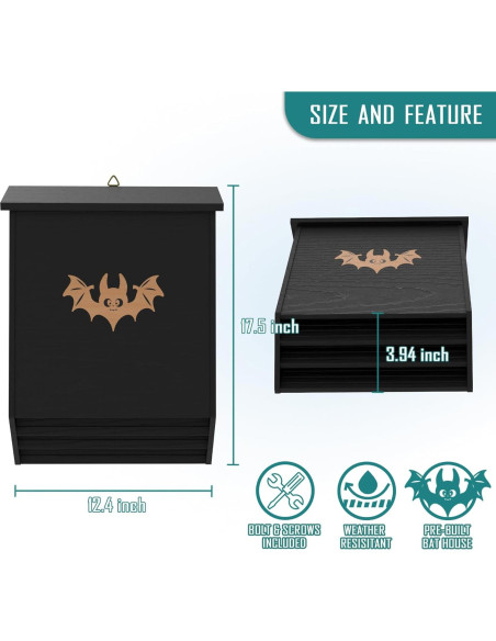 Casa para Murciélagos de Madera de Cedro LETYANGER 3 Cámaras
