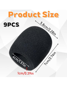 Funda de Espuma Negra para Micrófono - 9 Piezas - Filtra Ruido 2