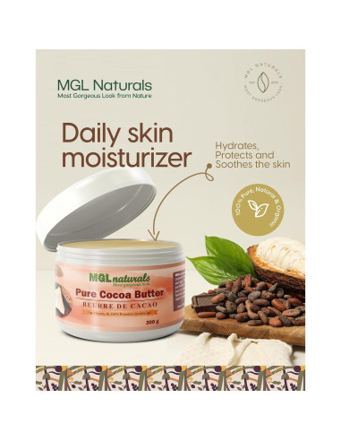 Manteca de Cacao Cruda MGL Naturals 300g Hidratante