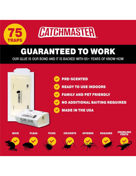 Trampas de Pegamento Catchmaster para Ratones e Insectos - 75 Unidades