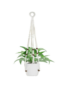 Colgador de Plantas de Macramé JIUZI 88.9 cm Algodón Blanco