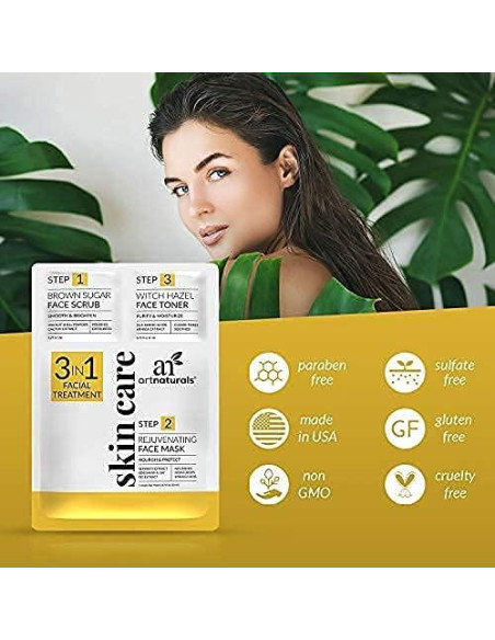 Mascarilla Facial 3 en 1 ArtNaturals - Exfoliante, Tónico y Rejuvenecedora