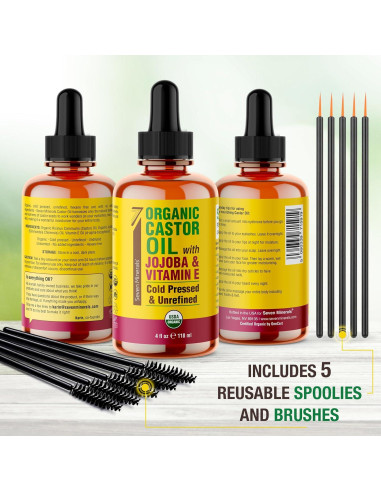 Aceite de Ricino Orgánico Seven Minerals 118 ml - Crecimiento Pestañas y Cejas