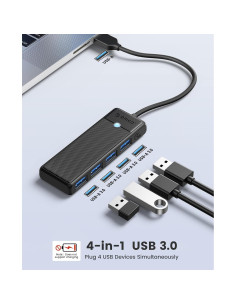 Hub USB 3.0 ORICO de 4 Puertos con Cable de 1.83m Negro 2
