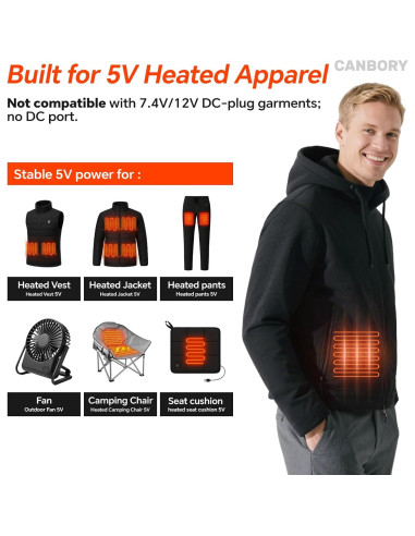 Batería de 10000mAh 5V para Ropa Calefactable - RTAX-013S