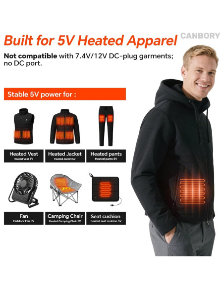 Batería de 10000mAh 5V para Ropa Calefactable - RTAX-013S