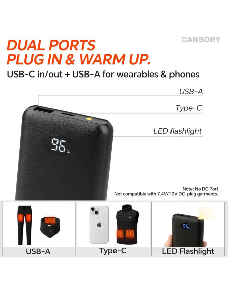 Batería de 10000mAh 5V para Ropa Calefactable - RTAX-013S