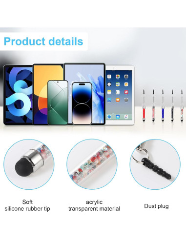 10 Lápices Stylus JIEYAO para Pantallas Táctiles - Colores Variados