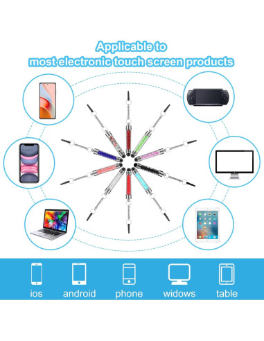 10 Lápices Stylus JIEYAO para Pantallas Táctiles - Colores Variados